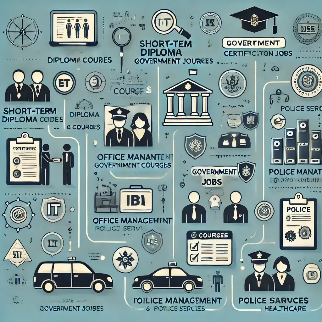 list-of-easy-courses-for-govt-jobs A digital infographic listing the best easy courses after 12th for government jobs in India.