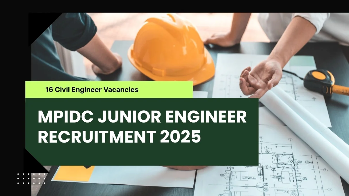 Focused professionals, meticulously examining blueprints for the MPIDC Junior Engineer Recruitment 2025.