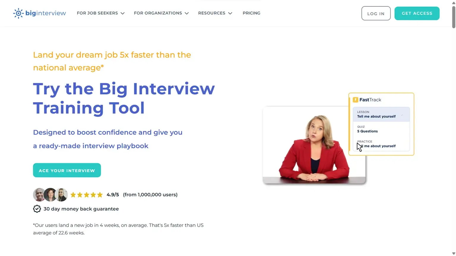 biginterview A woman confidently delivers interview training, offering a fast track to landing a dream job.