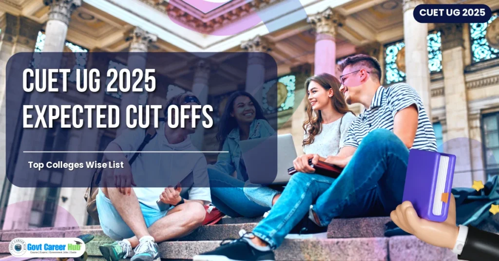 Students gather, laptops open, discussing the CUET UG 2025 cut-off expectations.