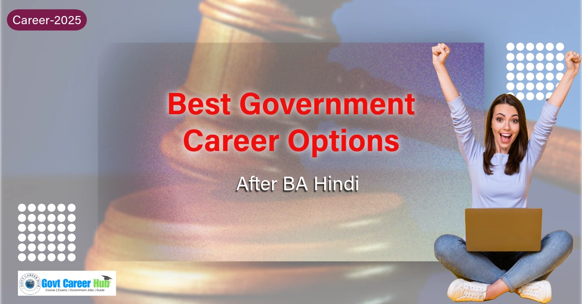 A joyful woman celebrates government career options following a BA in Hindi.