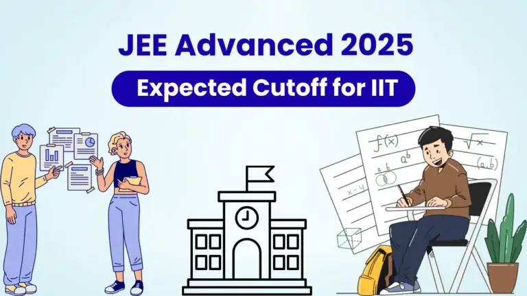 Illustration showing students preparing for JEE Advanced 2025 with expected cutoff details.
