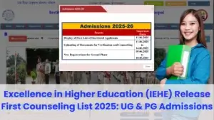 First counseling list released! IEHE Bhopal's 2025 UG & PG admissions are underway. Important dates are clearly displayed.