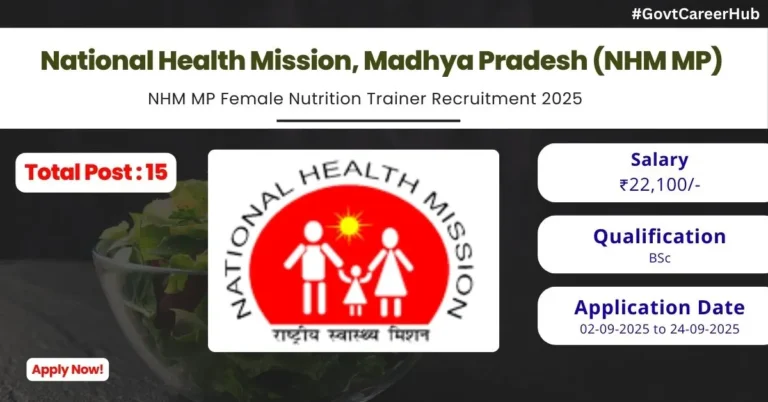 NHM MP Female Nutrition Trainer Recruitment 2025