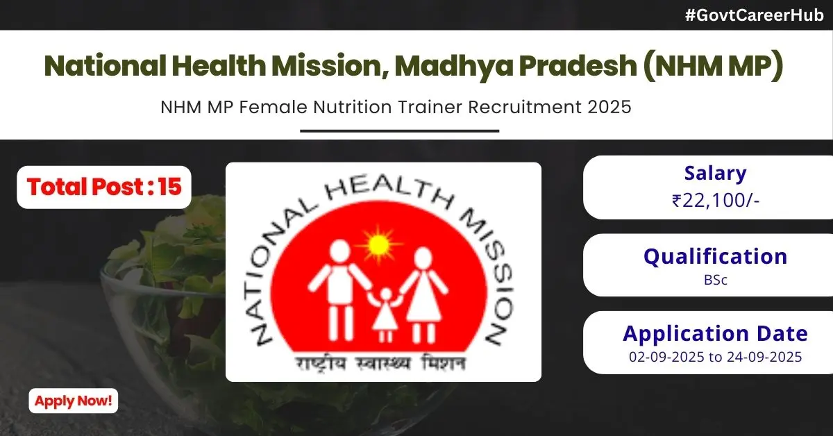 NHM MP Female Nutrition Trainer Recruitment 2025