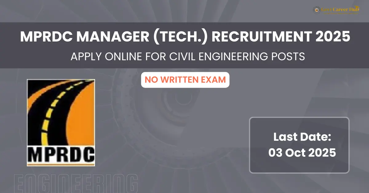 MPRDC Manager (Tech.) Recruitment 2025
