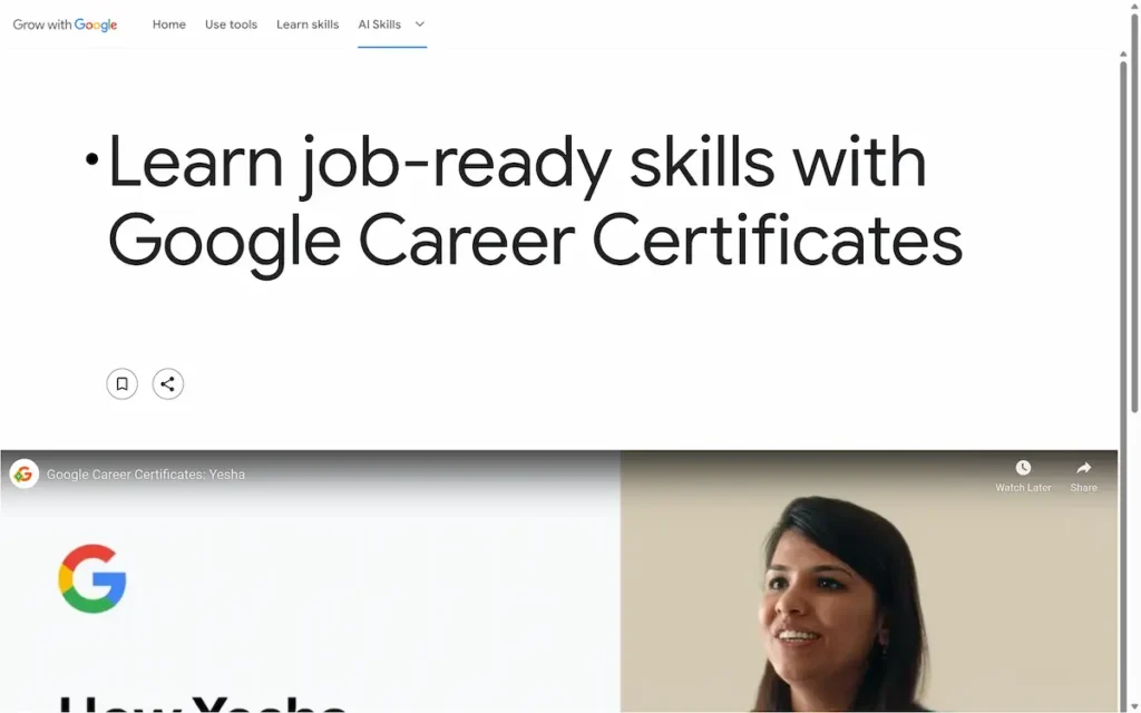 Online Learning Platform Google Career Certificate Portal 2025