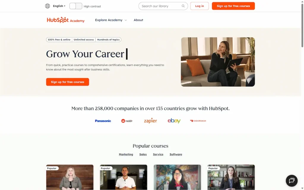 Online Learning Platform Hubspot Academy 2025