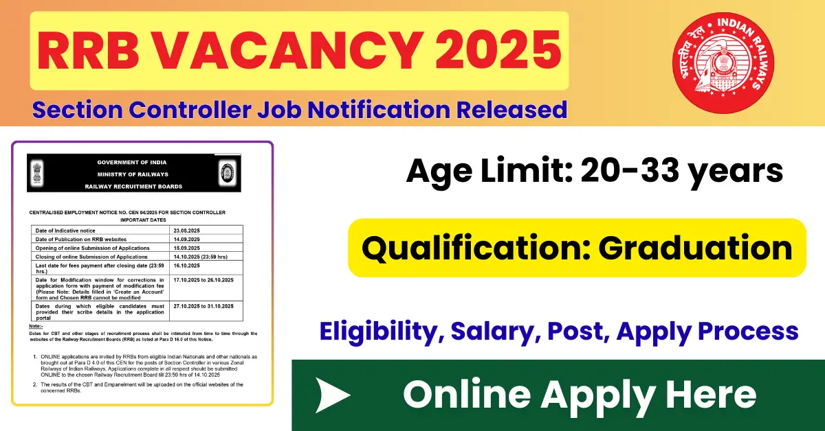 RRB Section Controller Job 2025