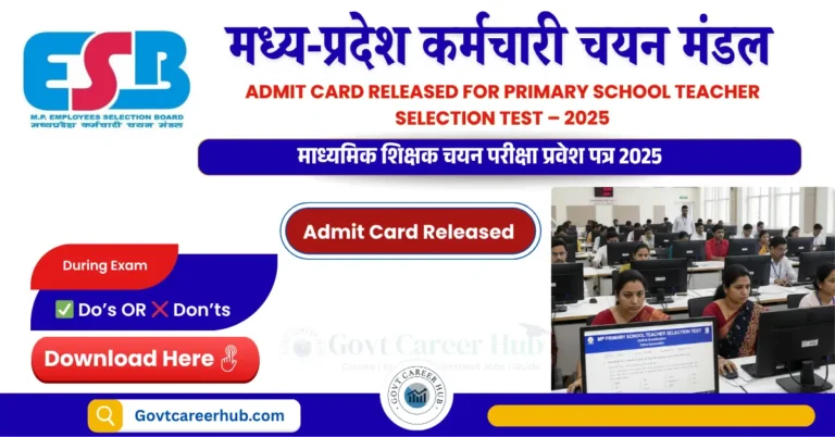Primary School Teacher Admit Card 2025 Download