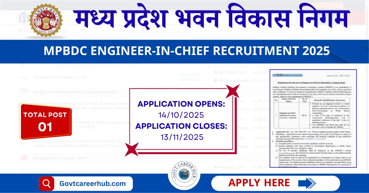 MPBDC Engineer-in-Chief Recruitment 2025
