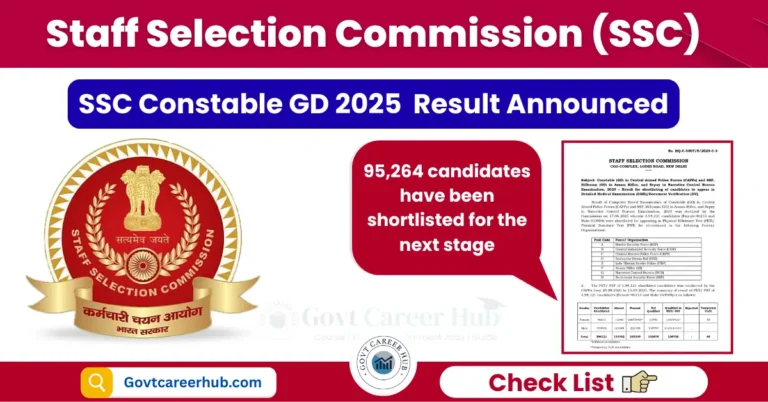 SSC Constable GD 2025 Result | GovtCareerHub